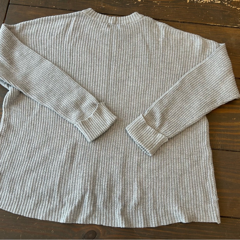 American Eagle Grey Long Sleeve Ribbed Knit Oversize Sweater Size XL Wool Blend - Picture 13 of 13